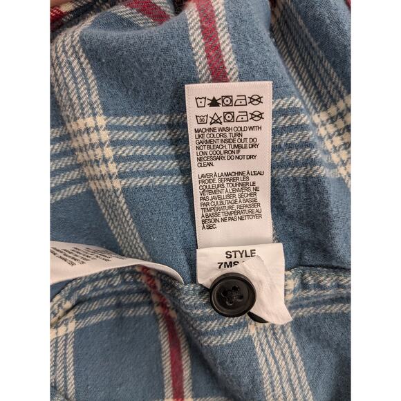 Lucky Brand Flannel Shirt L Blue Plaid 7MS4002 Humboldt Woven‎ Western Classic - Picture 6 of 10